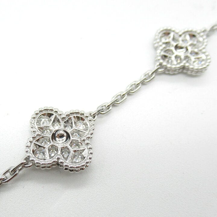 Van Cleef & Arpels Diamond-Paved Vintage Alhambra 18Kt White Gold Bracelet