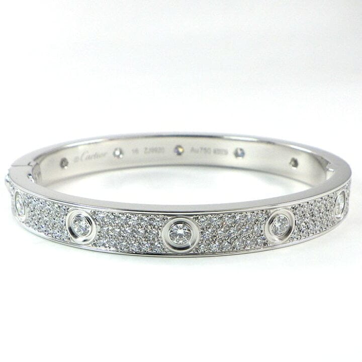 Cartier Diamond-Paved 18KT White Gold Love Bracelet Size #16