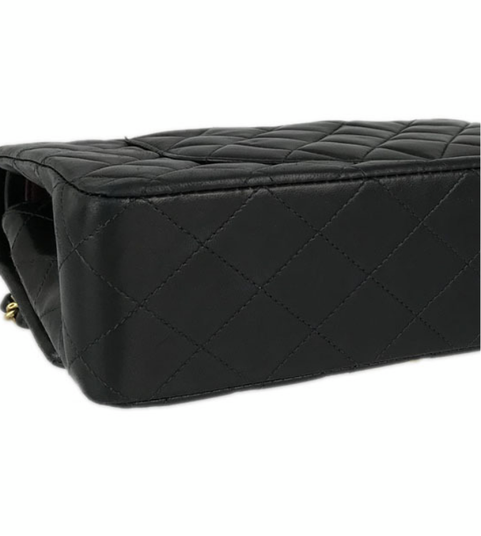 CHANEL Black Lambskin GHW 25 Double Flap Handbag