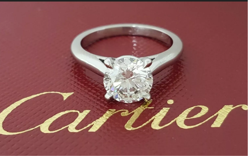 Cartier 1.70 ct Solitaire Diamond H/ VS2 Engagement Wedding Ring Sz 5