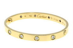 Cartier 10P Full Diamond 18KT Yellow Gold Love Bracelet #16