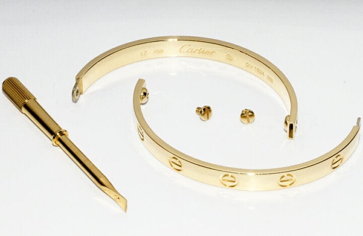Cartier 18KT Yellow Gold Love Bracelet Size 17 w/ Cert