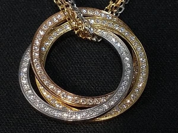 Cartier Trinity Diamond 18KT Tri-Gold Necklace Chain & Pendant