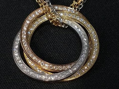 Cartier Trinity Diamond 18KT Tri-Gold Necklace Chain & Pendant