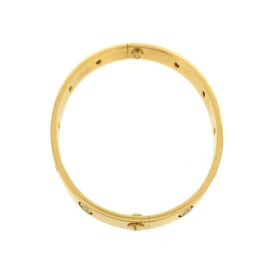 Cartier 10 Diamond 18KT Yellow Gold Love Bracelet Size 17
