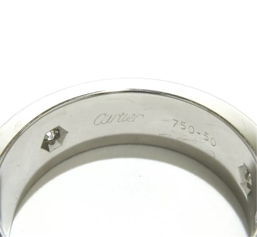 Cartier 3P Half Diamond 18KT White Gold Love Ring Size 5