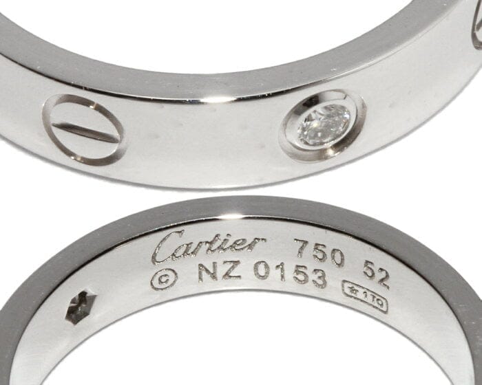 Cartier 1P Diamond 18KT White Gold Wedding/Mini Love Ring #52/ US 6