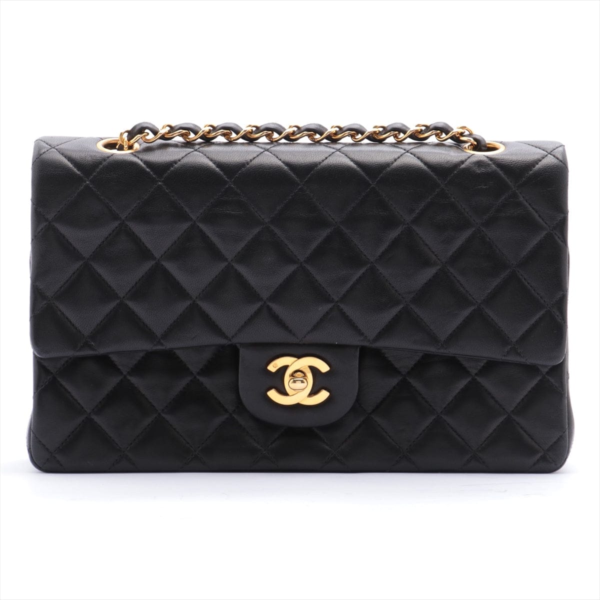 CHANEL Black Lambskin GHW Double Flap