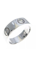 Cartier 3P Half Diamond 18KT Gold Love Ring #49