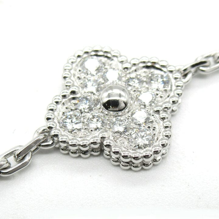 Van Cleef & Arpels Diamond-Paved Vintage Alhambra 18Kt White Gold Bracelet