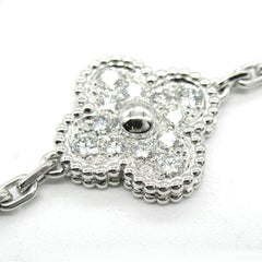 Van Cleef & Arpels Diamond-Paved Vintage Alhambra 18Kt White Gold Bracelet