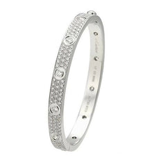 Cartier Full Diamond-Paved 18KT White Gold Love Bracelet Size 17