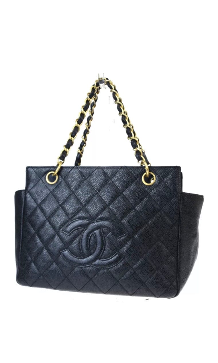 CHANEL Petite Black Caviar Shopping Tote Timeless Handbag