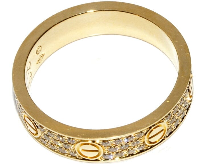 Cartier Full Diamond-Paved 18KT Yellow Gold Love Ring Size #51/ 5.5