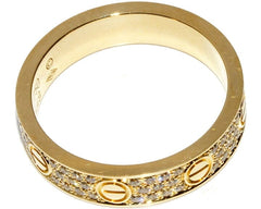 Cartier Full Diamond-Paved 18KT Yellow Gold Love Ring Size #51/ 5.5