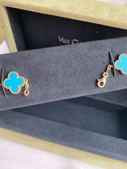 Van Cleef & Arpels Turquoise 18KT Yellow Gold Vintage Alhambra Bracelet