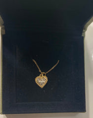 Van Cleef & Arpels VCA Diamond Paved Heart Puffy Necklace