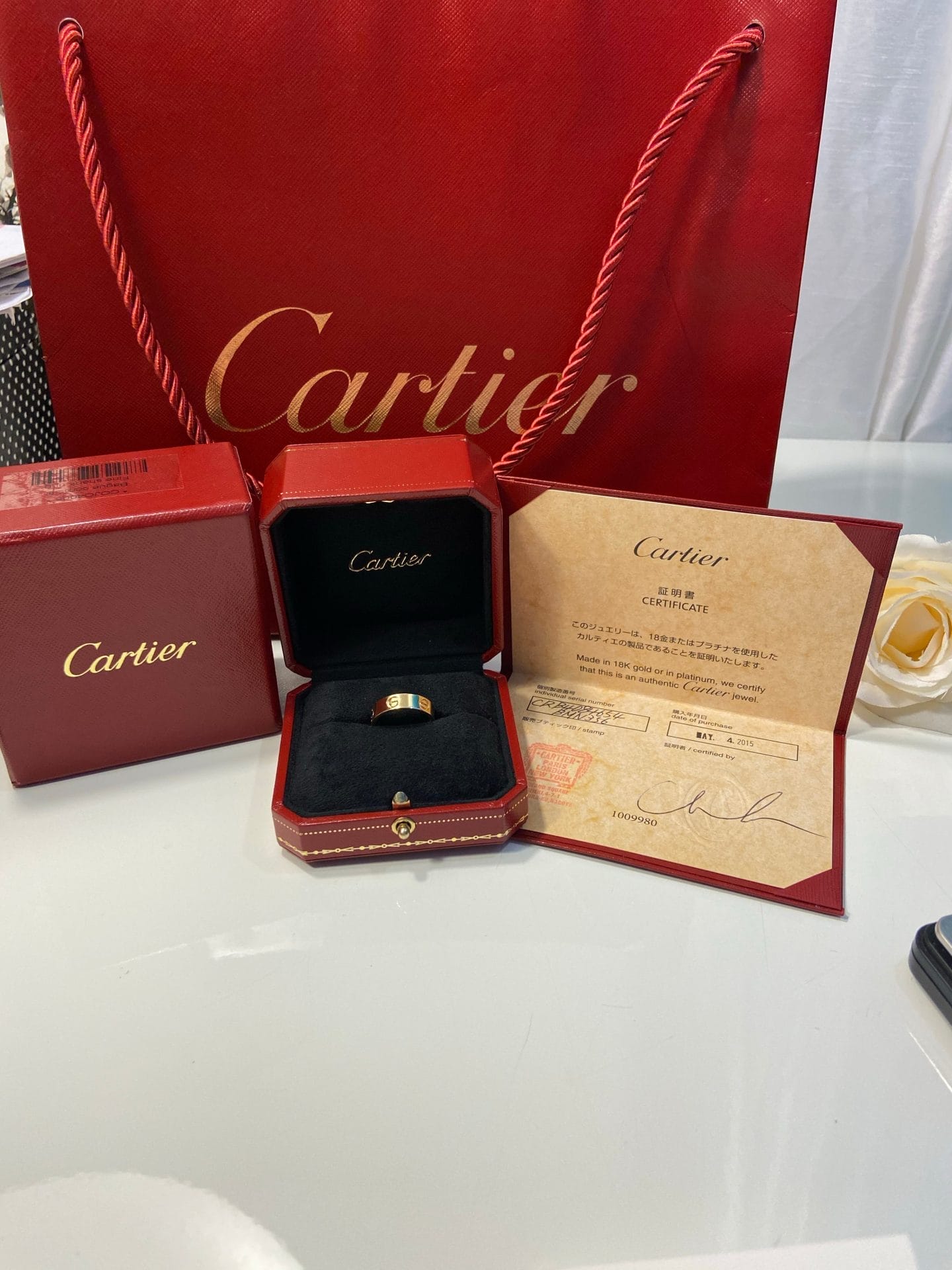 Cartier Love Ring 18KT Yellow Gold Screw Motif #54/7