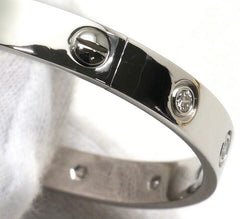 Cartier 10P Diamond 18KT White Gold Love Bracelet Size 16