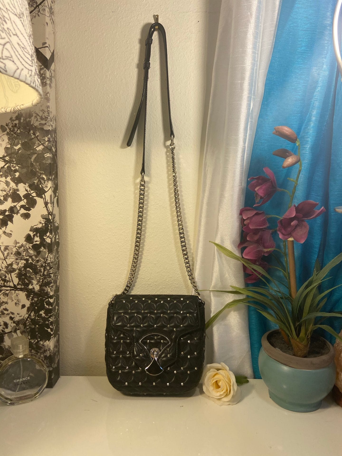 Bvlgari Divaâ€™s Dream Black Quilted w/ Studs Crossbody Handbag