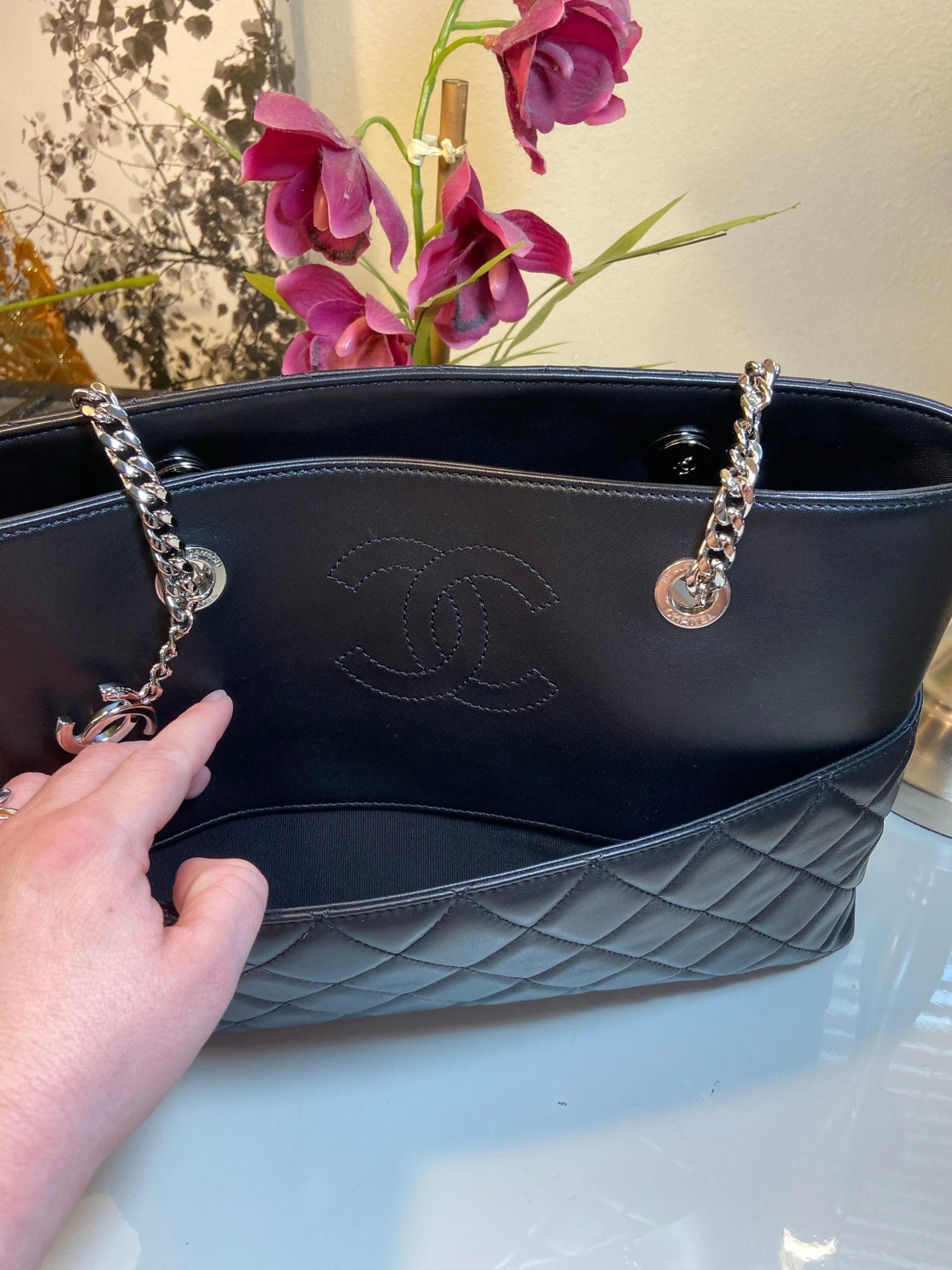 CHANEL Timeless Shopper Tote Black Lambskin Matelasse Handbag