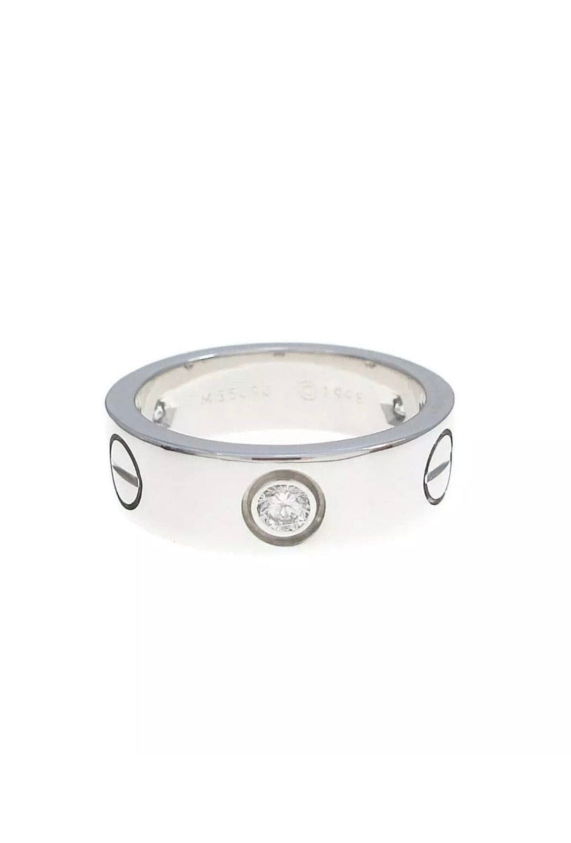 Cartier 3P Half Diamond 18KT Gold Love Ring #49