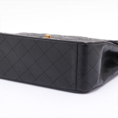 Vintage CHANEL XL Black Lambskin Leather GHW Single Flap Bag