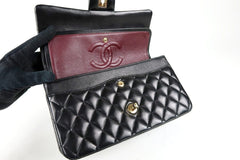 CHANEL Black Lambskin Medium GHW Double Flap Bag