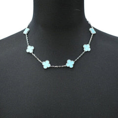 Van Cleef & Arpels Turquoise Vintage Alhambra 18KT White Gold Necklace
