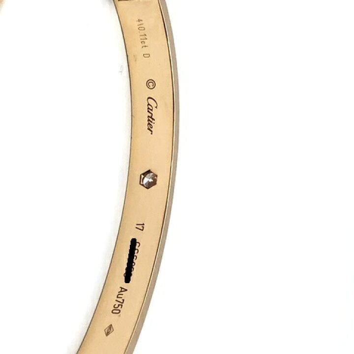 Cartier 4 Diamond Rose Gold Love Bracelet Size 17