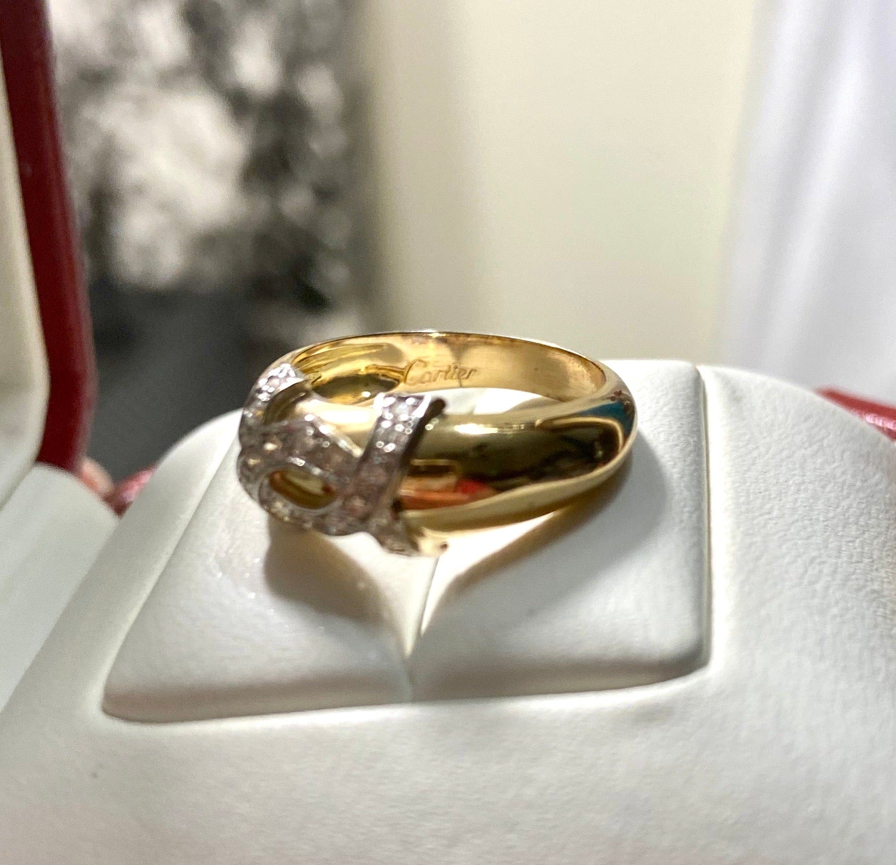 Vintage RARE Cartier 2C de Cartier Logo 18KT Ring Sz 6