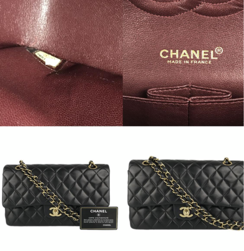 CHANEL Black Lambskin GHW 25 Double Flap Handbag