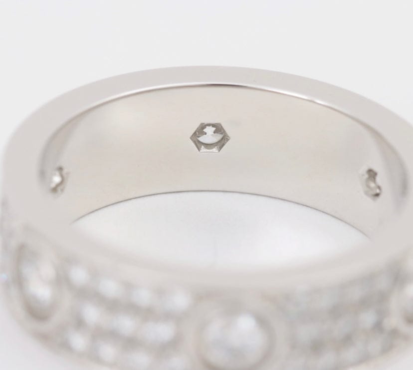 Cartier Full Diamond Paved 18KT White Gold Love Ring Size 58