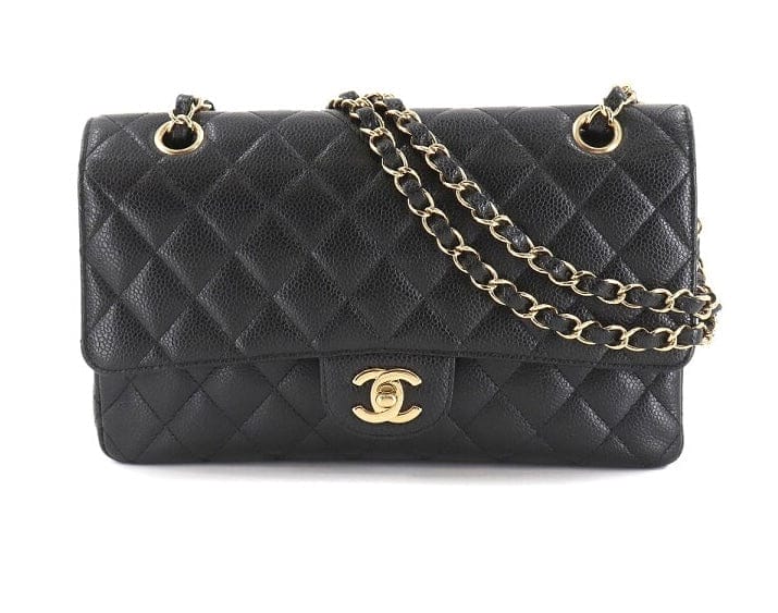 CHANEL Caviar Medium Gold Hardware Double Flap Bag