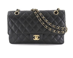 CHANEL Caviar Medium Gold Hardware Double Flap Bag