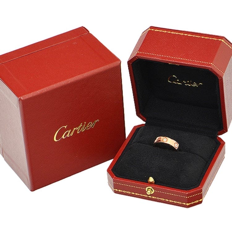 Cartier 6P Full Diamond 18KT Rose Gold Love Ring Size 5.75