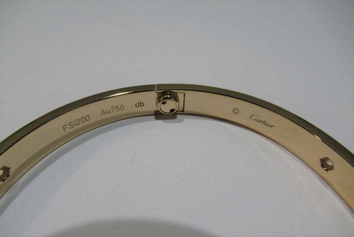 Cartier 4 Diamond 18KT Rose Gold Love Bracelet, Size 19 W/ Cert