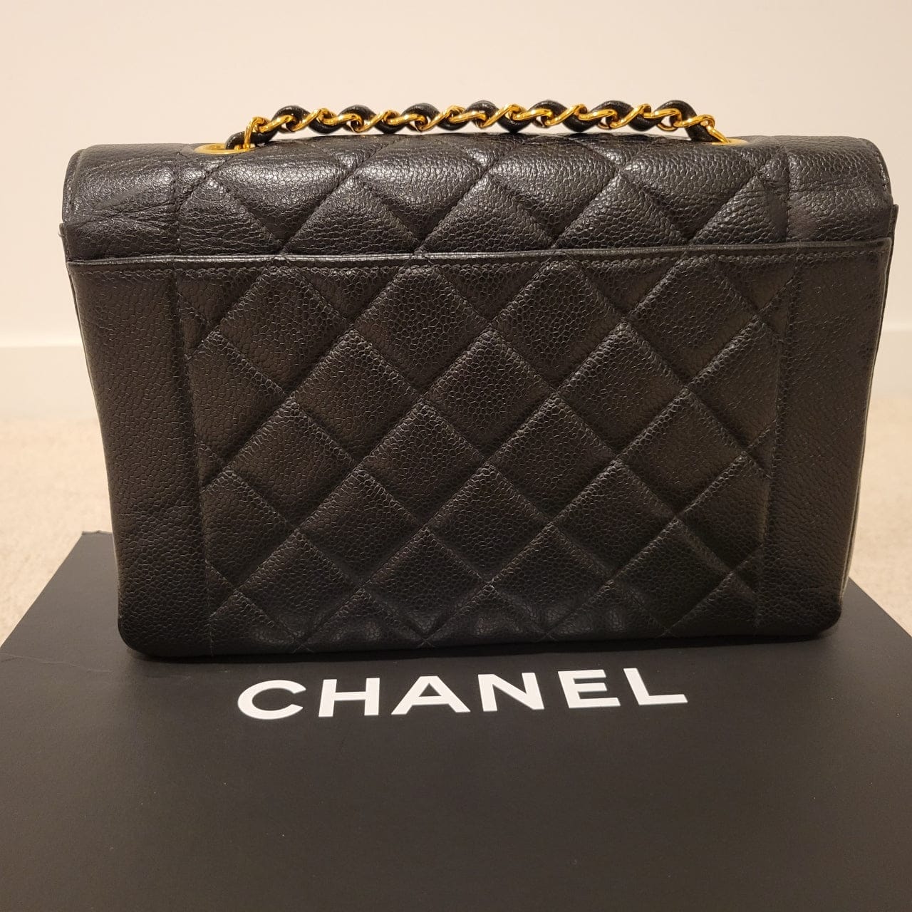 CHANEL Caviar Diana Classic Flap 24KT Gold Hardware Handbag