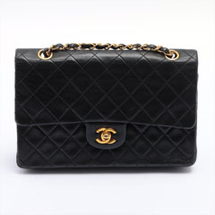CHANEL Vintage Black Lambskin GHW Double Flap Bag