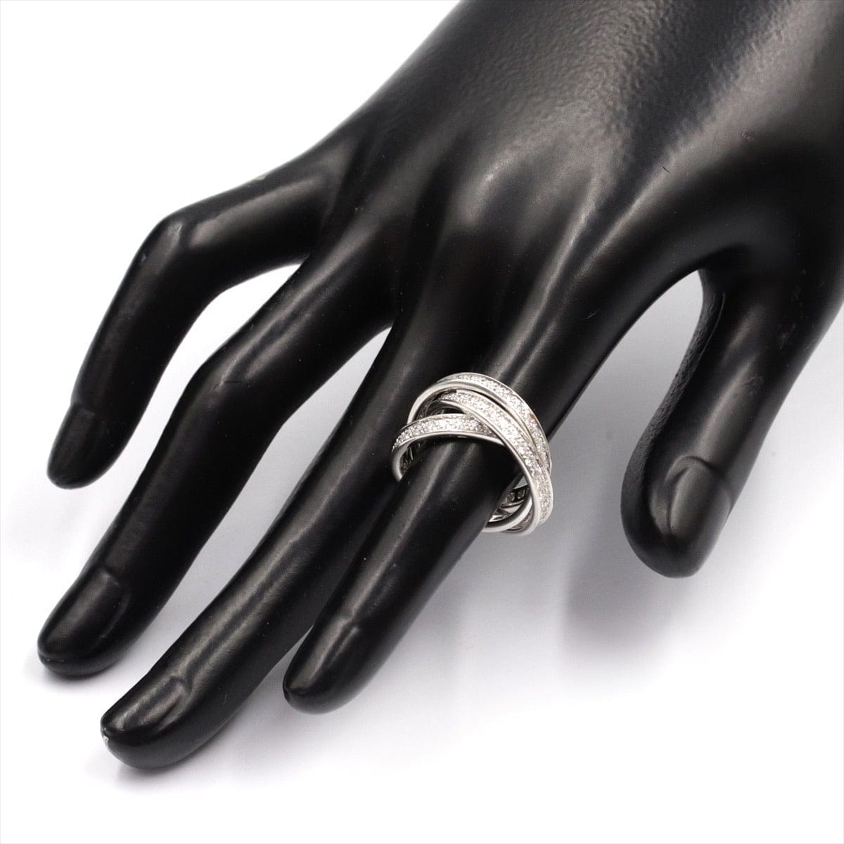 Cartier Diamond Trinity Rolling 18KT White Gold Ring Size #55/ US 7