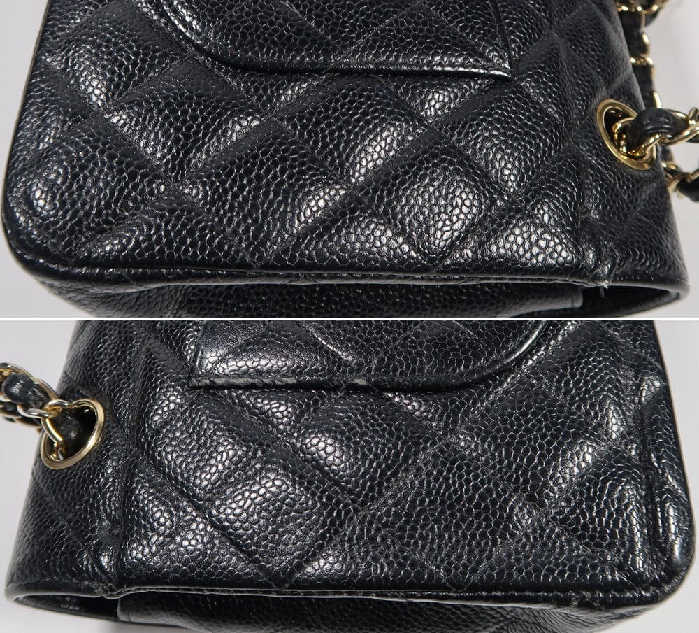 CHANEL Black Caviar Leather Gold Hardware Double Flap Bag