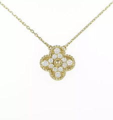 Van Cleef & Arpels Diamond Vintage Alhambra Yellow Gold Necklace