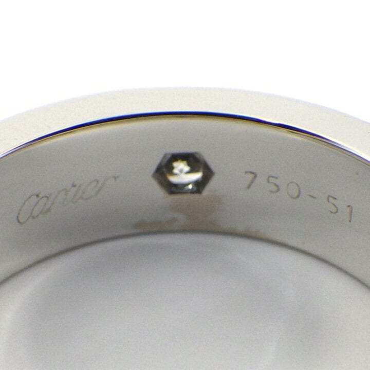 Cartier 6P Full Diamond 18KT White Gold Love Ring #51/ US 5.5