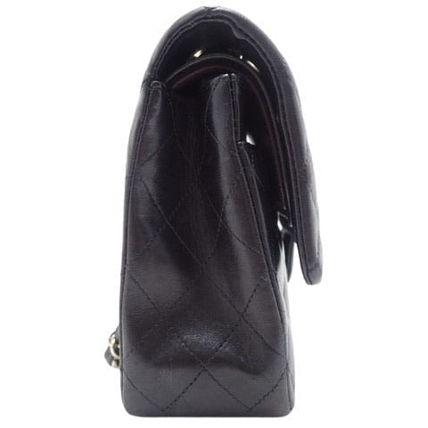 CHANEL Black Quilted Lambskin Double Flap 25 Shoulder Handbag