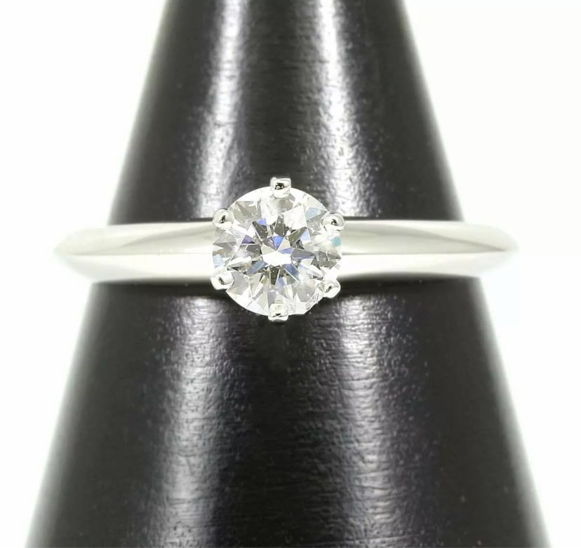 Tiffany & Co. .50ct Diamond Solitaire Wedding/ Engagement PT950 Ring Sz 6