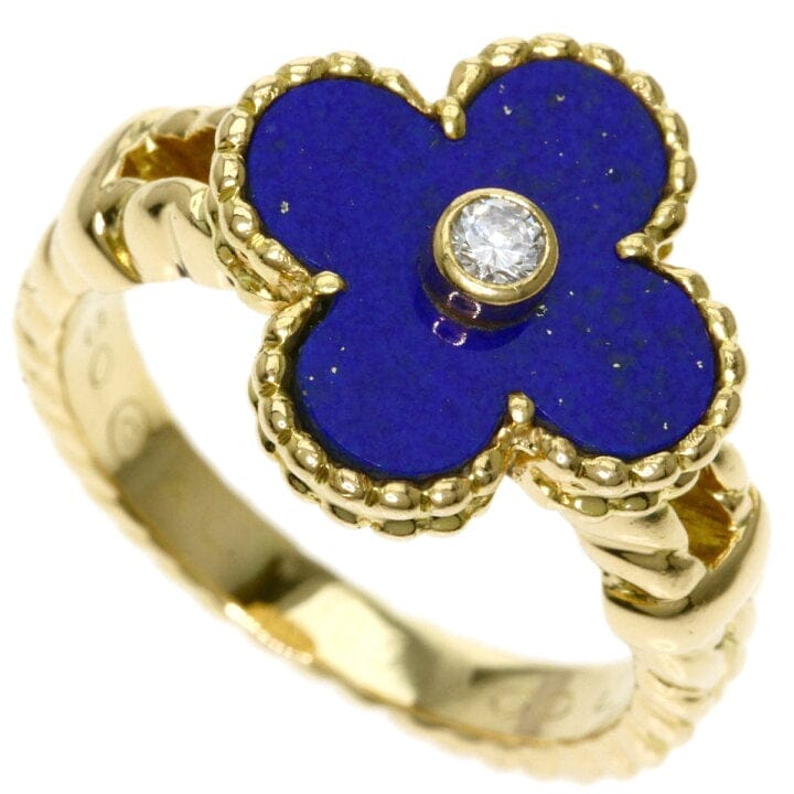 Van Cleef & Arpels Lapis Lazuli Vintage Alhambra 18KT Yellow Gold Ring