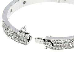 Cartier Full Diamond-Paved 18KT White Gold Love Bracelet Size 17
