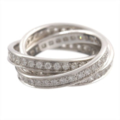 Cartier Diamond Trinity Rolling 18KT White Gold Ring Size #55/ US 7