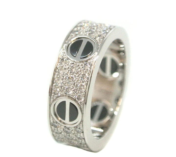 Cartier Diamond Ceramic White Gold Love Ring Size #50/ 5