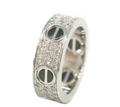 Cartier Diamond Ceramic White Gold Love Ring Size #50/ 5